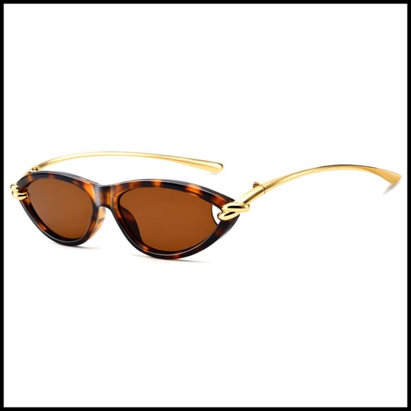 Retro Cat Eye Sunglasses with Gold Metal Temples, UV400 Protection main image 6